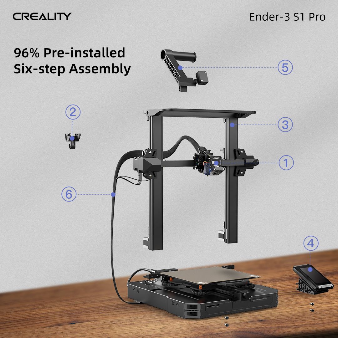 Creality Ender 3 S1 Pro Imprimante 3D avec buses haute température 300 °C  Sprite Full-Metal Dual-Gear Direct Extrudeuse CR Touch nivellement