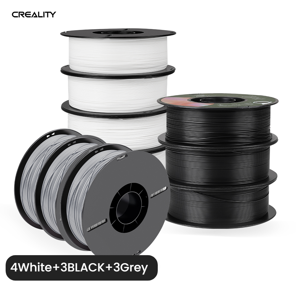 Creality 3D Printer PLA Filament 1.75mm Bundle 3 Packs (White,Black,Gray)