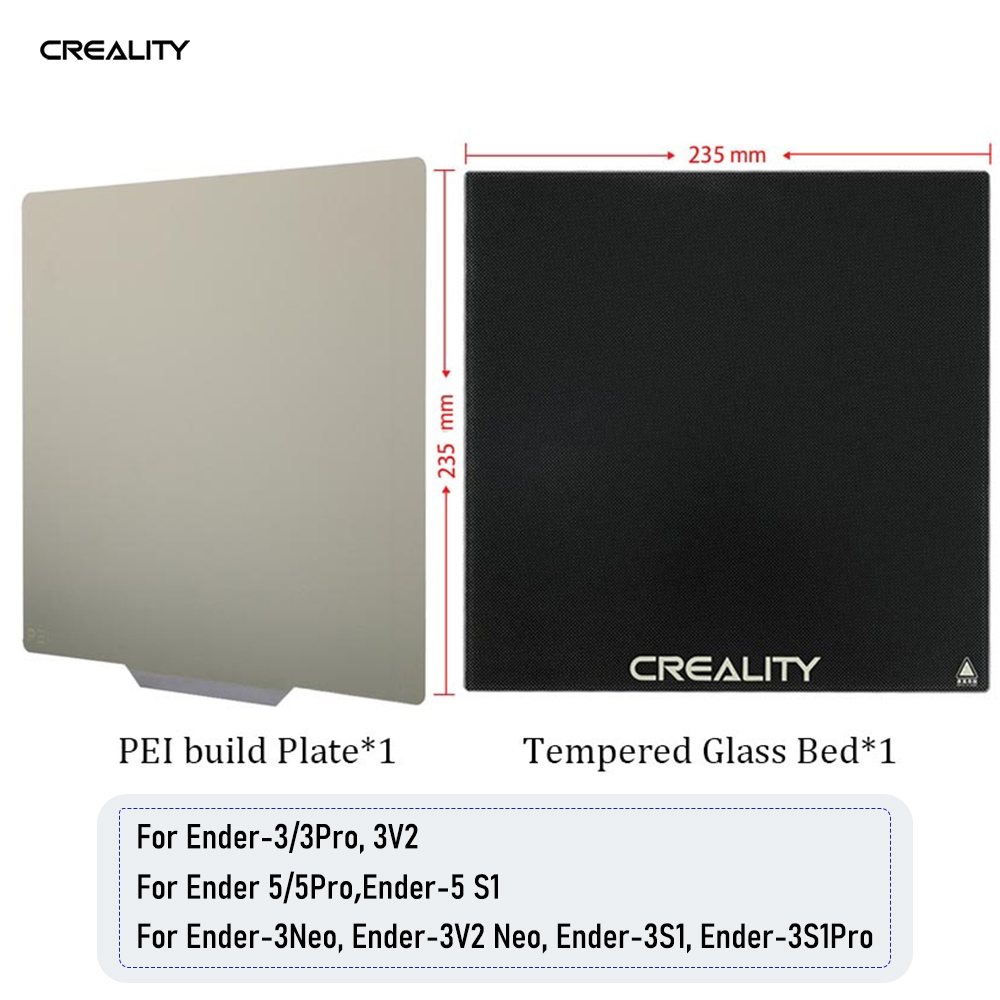 Creality Build Plates Set: PEI Plate+Tempered Glass